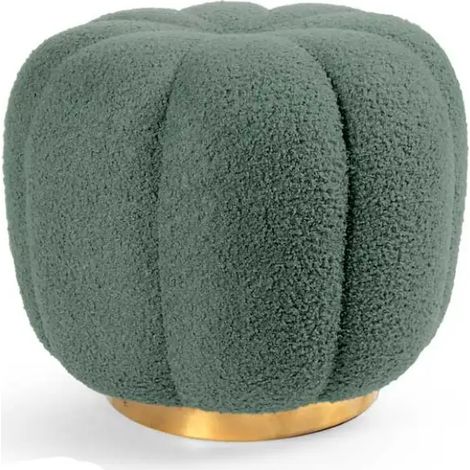 Pouf en tissu teddy vert 45x45x43