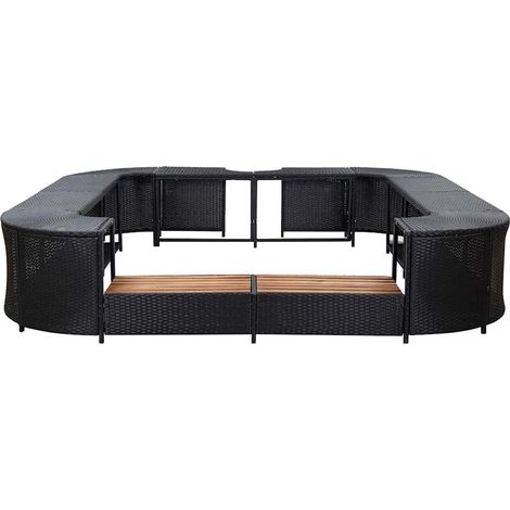 vidaXL Borde cuadrado bañera hidromasaje ratán PE negro 268x268x55 cm (1/2)