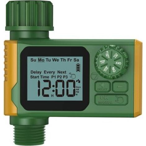 Minuterie d'arrosage programmable avec retard de pluie, systèmes d'arrosage manuels et automatiques, minuterie de tuyau d'arrosage (pour tuyau, pelouse, piscine), système de minuterie (1/5)
