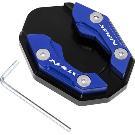 (NMAX-BU) Accessoires moto : béquille latérale compatible avec YAMAHA NMAX155, N MAX, NMAX 155, 125 et NMAX125. Support de béquille, plaque d'extension, base et repose-pied inclus. maxpower (1/4)