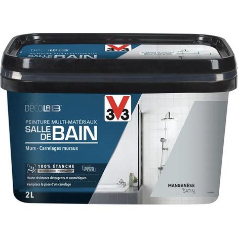 V33 – Peinture anti humidité salle de bain 100% étanche – Manganèse 2 L – Excellente adhérence sur surfaces variées – Résiste à l'eau et à la condensation