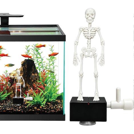 Décoration d'aquarium squelette dansant à bulles décoration Halloween pour aération sous-marine et fêtes