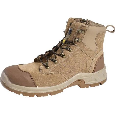 Chaussures de Sécurité Montantes Fischer - Taille 48 - Beige - Résistant et Confortable - D-Work