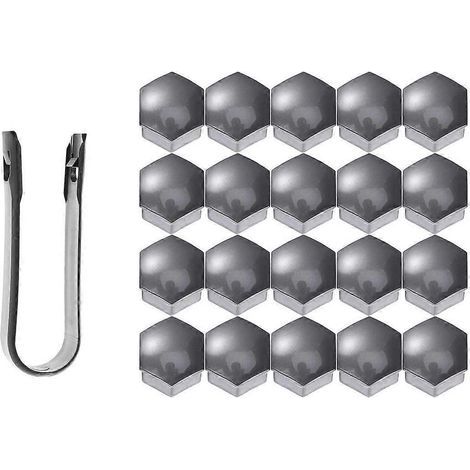 Cache-écrous hexagonaux 21 en 1, cache-boulons, capuchons de protection pour vis 17 mm avec clips (gris)-Grey (1/4)