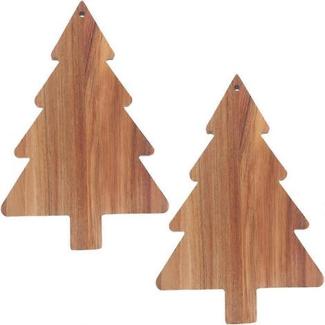 Set aus 2 hölzernen Charcuterie-Brettern mit Weihnachtsmotiven, ideal zum Schneiden von Käse, Sushi, Obst und Snacks. (1/5)