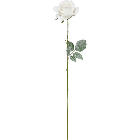 Branche décorative spéciale fêtes Rose blanche enneigée H 62 cm - Feeric Christmas (1/2)