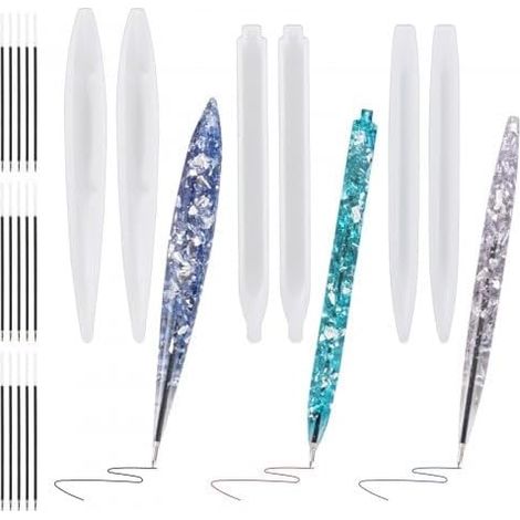 Ensemble de 6 moules en Silicone pour stylos à Bille avec 15 recharges, moules en résine époxy, kit de moules en Silicone pour stylos à Bille, pour création de stylos en résine DIY (1/5)