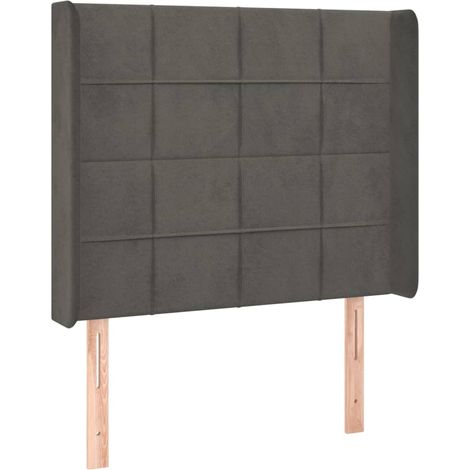 Testiera accessorio letto mobile camera da letto con bordo laterale 83 x 16 x 118/128 cm tessuto velluto grigio scuro TDL0204907
