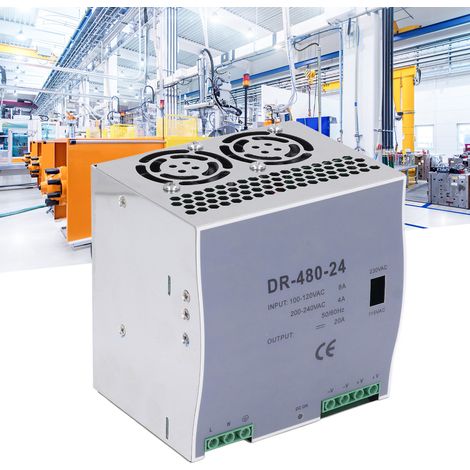 Convertisseur AC-DC industriel 480 W à sortie unique, montage sur rail DIN, sortie 100-120 V CA / 200-240 V CA, 48 V (1/5)