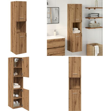 vidaXL Armoire de salle de bain suspendue chêne artisanal 30x30x130 cm (1/5)
