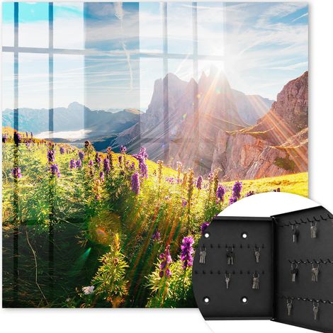 Armoire à clés - (30 cm x 30 cm) - Boîte à clés murale - Coffret de rangement pour clés - Couleur noire - Ouverture vers la droite - Pour maison et bureau - idylle montagnarde