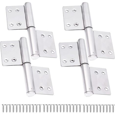 4 pezzi cerniere in acciaio inox, cerniere a bandiera, cerniere per porte rimovibili, con 32 viti di fissaggio, per armadi, finestre, porte in metallo e legno (1/5)