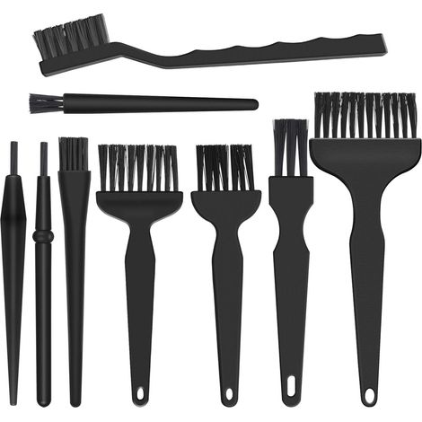 Juego de 9 cepillos antiestáticos de nailon con mango ergonómico y resistentes al calor, para teclados de ordenador y teléfonos. (1/5)