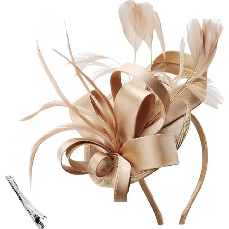Damen-Haarreif mit Federn, Blumenmuster und Spitze, Clip für Hochzeiten, Cocktailpartys und Teepartys (1/5)