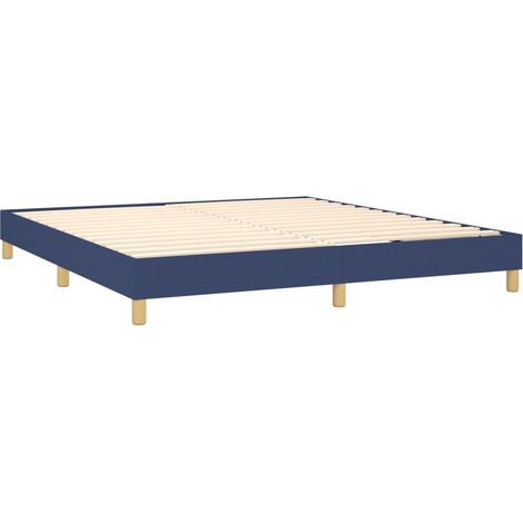 Cadre de lit 25cm en tissu avec pieds en bois naturel Korva – Style scandinave-Bleu-160x200 (1/5)