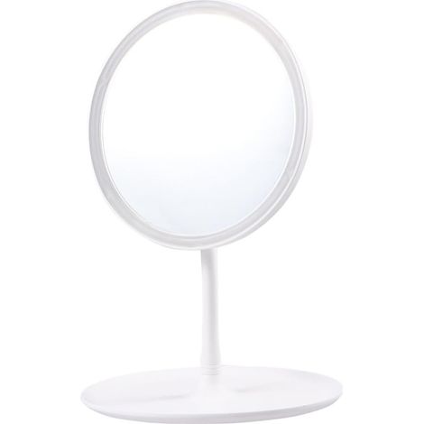 Miroir cosmétique Rechargeable, éclairage réglable, Angle de Vue Ajustable, Design Classique en Plastique et Verre, Rechargeable par USB, pour Table de Salle de Bain ou Chambre, (1/5)