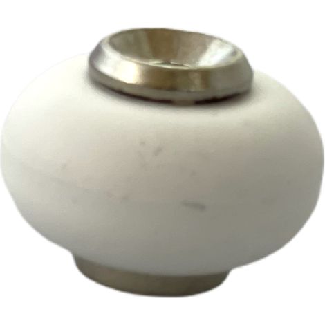 Butoir de sol MADE IN FRANCE en zamak nickelé & bague en élastomère blanche. Diamètre 30mm et hauteur 22mm. (1/3)