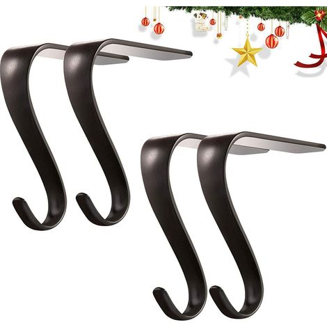 (Schwarz, 4 Stück) Weihnachtsstrumpfhalter aus Metall für den Kaminsims (1/5)