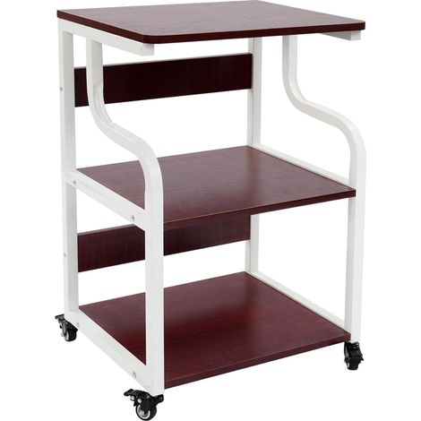 Table d'imprimante à 3 niveaux avec roulettes - 50 x 40 x 74,5 cm - Support mobile pour imprimante - Grand chariot d'imprimante sur roulettes - Pour la maison, le bureau, rustique (1/5)