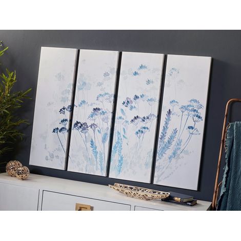 Lienzo Impr. Flores Azules 30% Al Oleo 30X90 Cms. S/4 30X3X90 Cms (1/3)