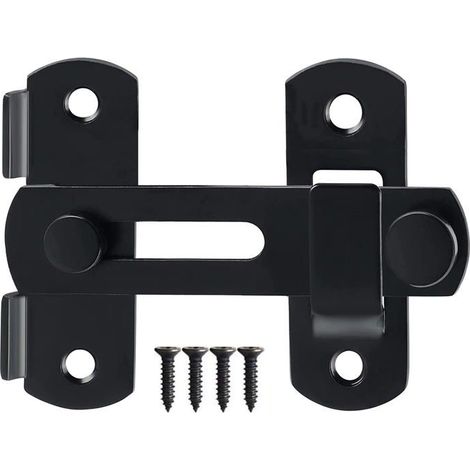Loquet de porte extérieure, crochet de porte coulissante en acier inoxydable, verrou de porte coulissante (180°, 10 cm, Noir) (1/5)