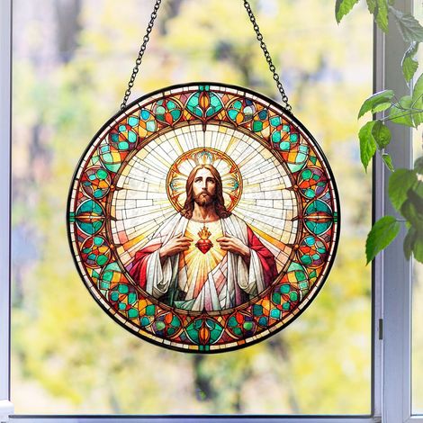 Décoration vitrail – Attrape-soleil pour intérieur, Diamètre : 12.5 cm (1/4)