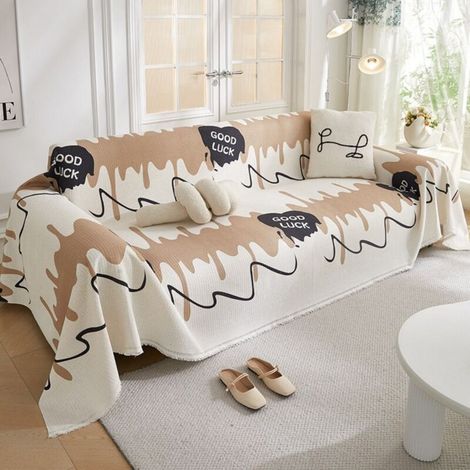 Promenade couleur café 180X230 Coussin de canapé monobloc, housse de canapé intégrale anti-griffures de chat, adaptée à toutes les saisons, serviette/housse de canapé (1/3)