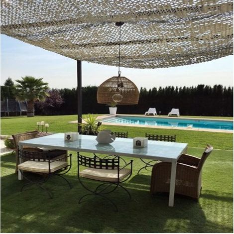 Toldo vela camuflaje blanco/gris reversible 3 x 4 m, 120gr/m2 UV para jardin