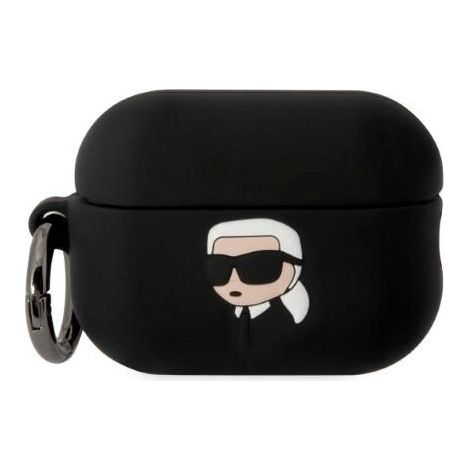 Karl Lagerfeld KLAP2RUNIKK AirPods Pro 2 (2022/2023) Hülle schwarz/schwarz Silikon Karl Kopf 3D (1/4)
