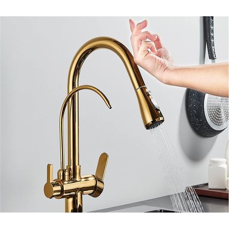 Robinet de Cuisine remplisseur de Pot Capteur Tactile Filtre Eau Robinet de Cuisine en Laiton Antique Mettre pulvérisateur mitigeur avec Grue à Eau Pure pivotante (Color : 3, Size : T) (1/5)