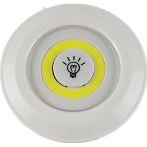 Luz LED COB inalámbrica con botón pulsador para uso interior y exterior.