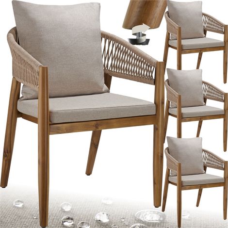 Lot de 4 chaises jardin au design corde housses déperlantes sable