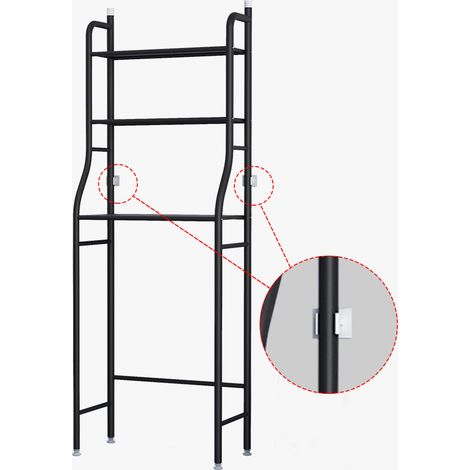Schwarzes Edelstahl-Badezimmerregal, 3 Ebenen, zur Wand- oder Bodenmontage, für Toiletten, Waschbecken, Waschmaschinen und WCs. (1/3)