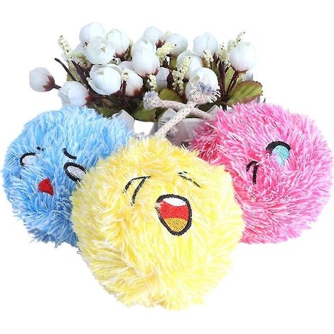 Pompons couineurs, jouet pour chat, balles à pompons souples et colorées