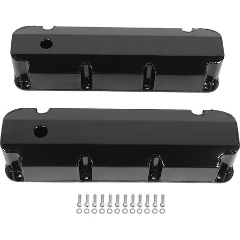 Couvercle de soupape de moteur de voiture E41363BC en alliage d'aluminium avec trou pour moteurs Big Block V8 429-460 1968 et versions ultérieures noir (1/5)