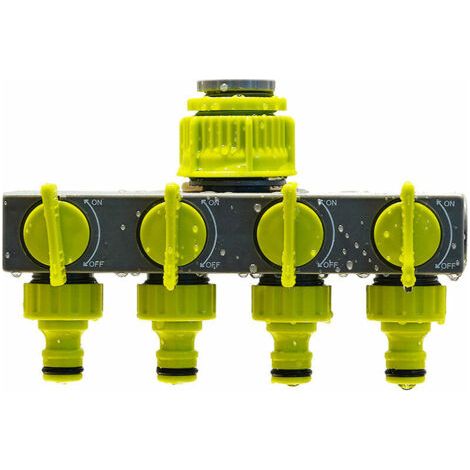 VURAHOME - Distributeur 4 Voies réglable, Tuyau d'arrosage pour Tuyau de Robinet d'irrigation de Jardin Inverseur 4 Voies 1/2" ou 3/4", débit d'eau réglable et verrouillable, (1/5)