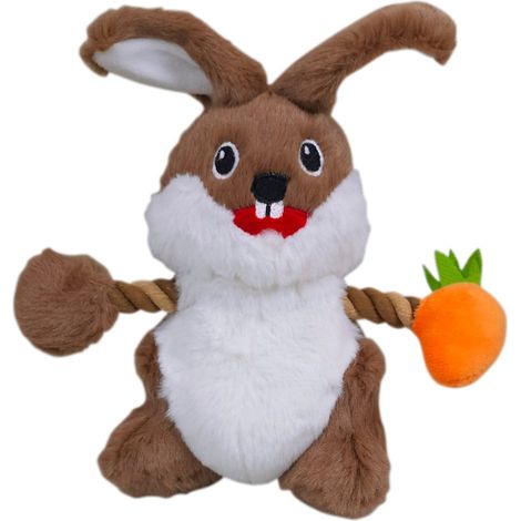 Nobby Hundespielzeug Plüsch Osterhase mit Seil 16 cm Ausgestopftes Spielzeug