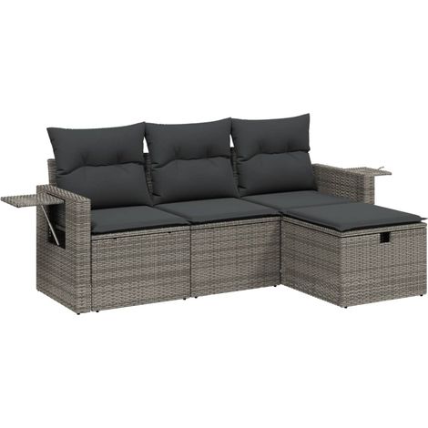 Maison Exclusive - 4-tlg. Garten-Sofagarnitur mit Kissen Grau Pol