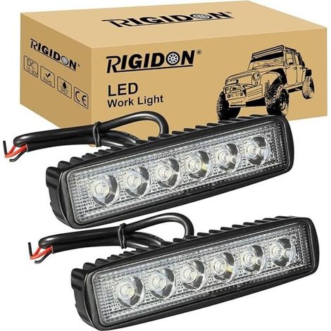 2 Pcs 15 cm mini barre d'éclairage led, 6 pouces 18W 12V 24V phare de travail led, feux de travail pour offroad Voiture camions SUV 4x4 tracteur, 6000k projecteurs lumière feu antibrouillard