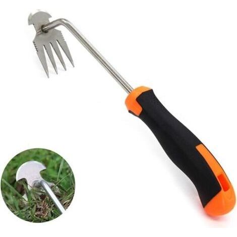 Hand Weeder for Gardening, Garden Tool, Weeding Tool, Uprooting Tool, with Rubber Handle, 4 Prongs (1/5)