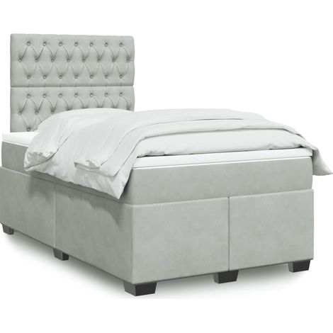 Boxspringbett mit Matratze Hellgrau 120x190 cm Samt