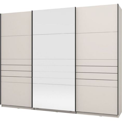 Armario Grande Tures, Habitación, Perchero, 3 Estantes, Puertas Correderas, 267x217h cm Crema