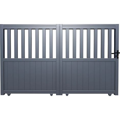 Cancello elettrico scorrevole in kit L343 x H140 cm Alluminio traforato Antracite - TARNOS II (1/5)