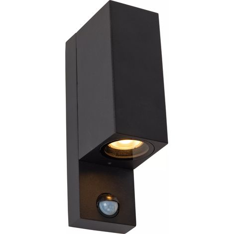 Applique esterna nera IP65 con sensore 2xGU10 Lucide (1/5)