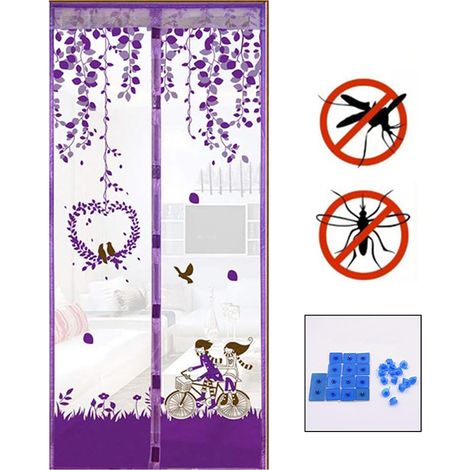 Store Porte Anti-Insectes 90x210 cm - Rideau Magnétique Violet pour Balcon, Jardin, Sous-Sol- Étanche aux Moustiques et Sécurisé (1/5)