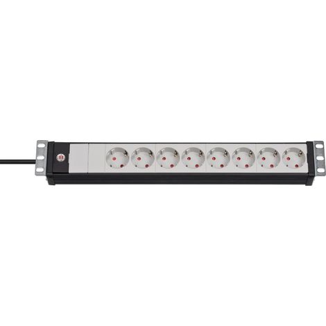 Brennenstuhl Premium-Line 19" regleta para armarios eléctricos 8 tomas negro/gris claro 3 m H05VV-F 3G1,5 formato 19" - 1156057028 (1/3)