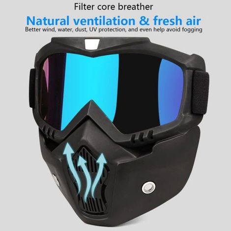 Lunettes de moto anti-poussière avec masque facial amovible protection contre le vent et la buée lunettes de protection pour (1/4)