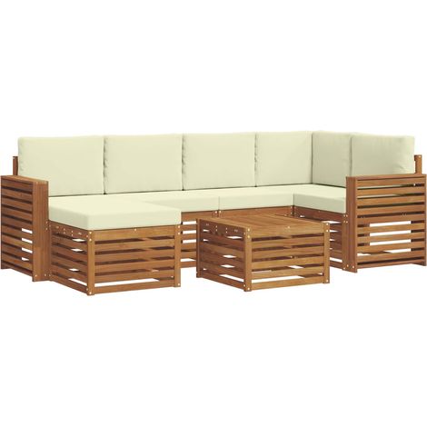 Ensemble de canapés d'extérieur 7 pc Naturel et Crème Polyester vidaXL