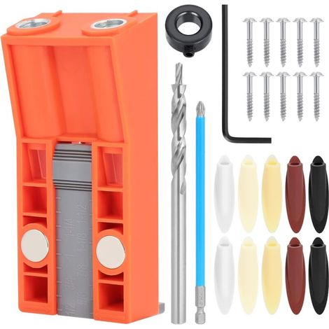 25pcs Pocket Hole Jig Set,15° Oblique Drilling Jig,Oblique Positioner Locator Tool for Woodworking Angle Drilling Guide