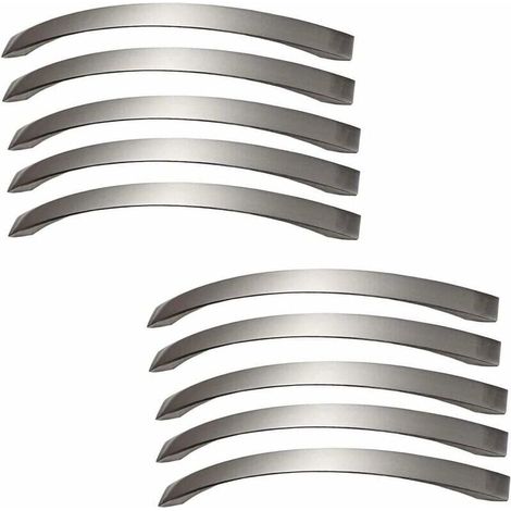 Set of 10 kitchen cabinet handles – chrome – brushed nickel door handle, stainless steel kitchen handle, center distance 160 mm, (1/4)